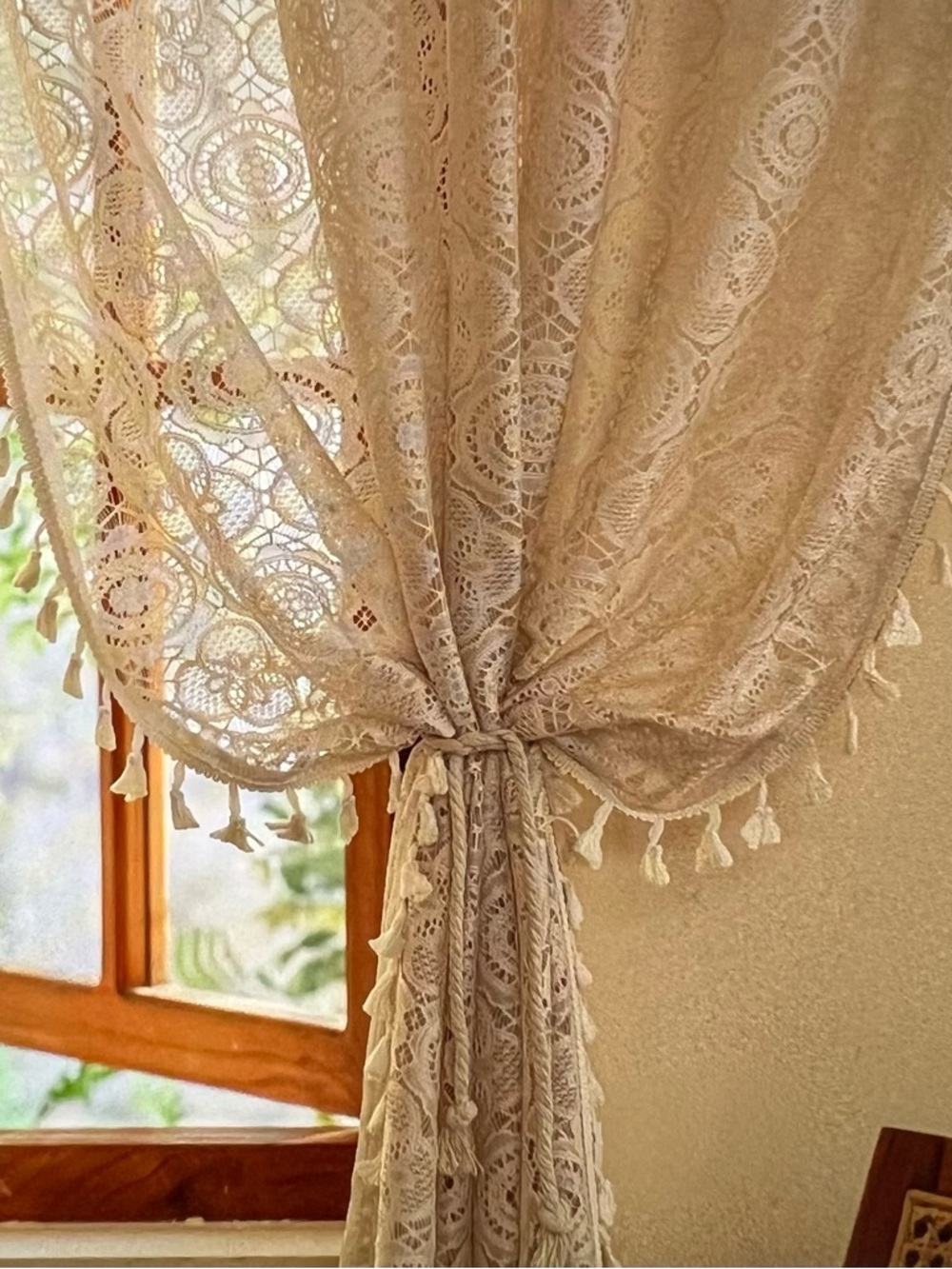 59x84 Lace Boho Curtain Set - Picture 3 of 6